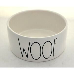DOG FOOD/WATER BOWL-RAE DUNN-"WOOF"-Cream Color-Ceramic-6" Diameter-2.75" High